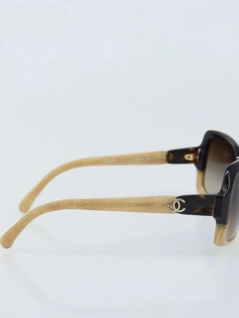 CHANEL COCO Mark Sunglasses plastic Beige 5177-A CC Auth BA11834